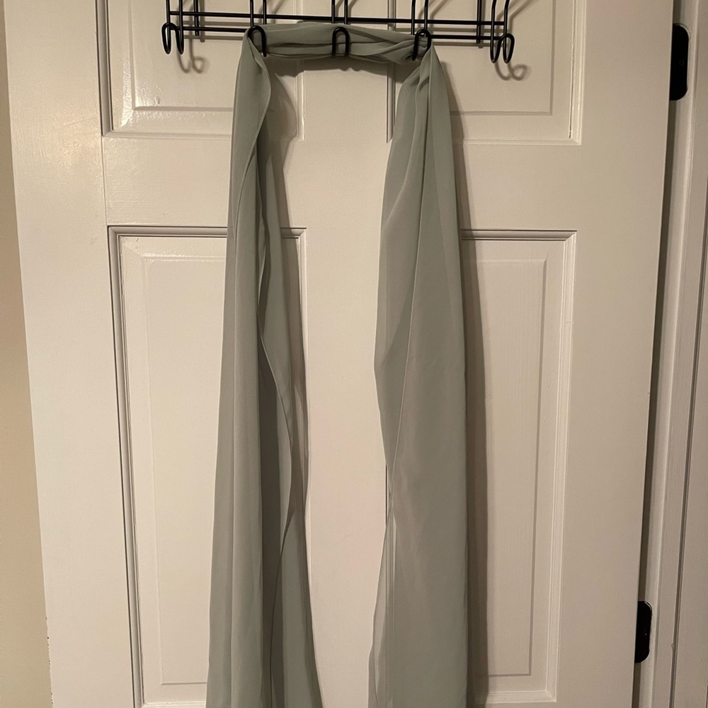 Beaded Sage Green Maxi Dress with Scarf - Picture 6 of 13